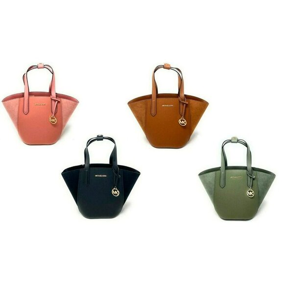 S Michael Kors Portia Small Tote Army Green Leather Suede 35F1GPAT1S $358 - Picture 8 of 8